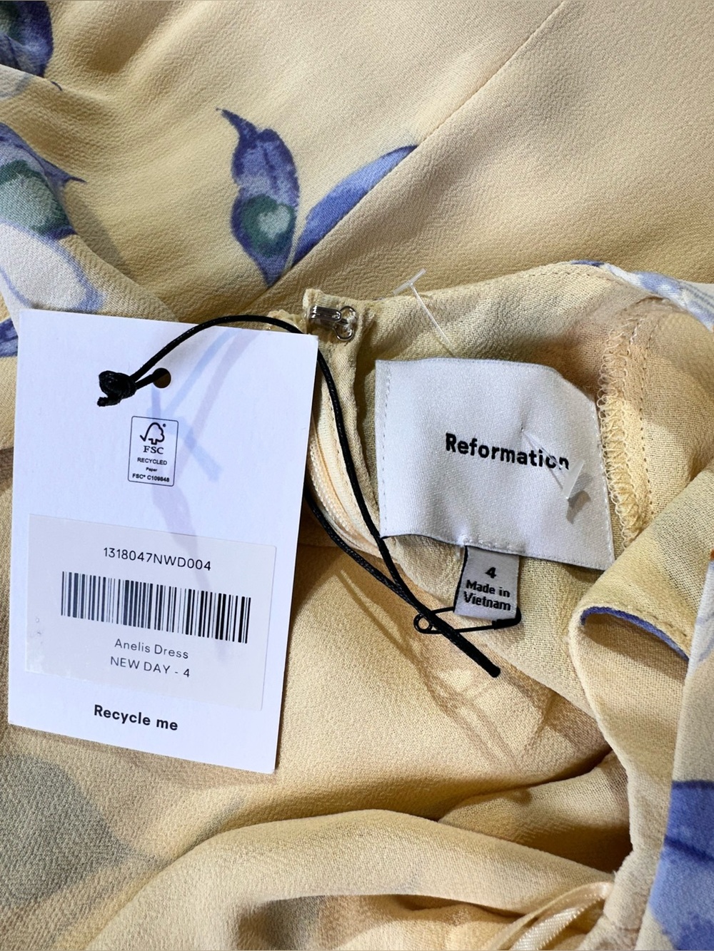 🌼 Reformation “Anelis” Floral Dress – NWT – Yellow / Blue Print - Picture 3 of 13